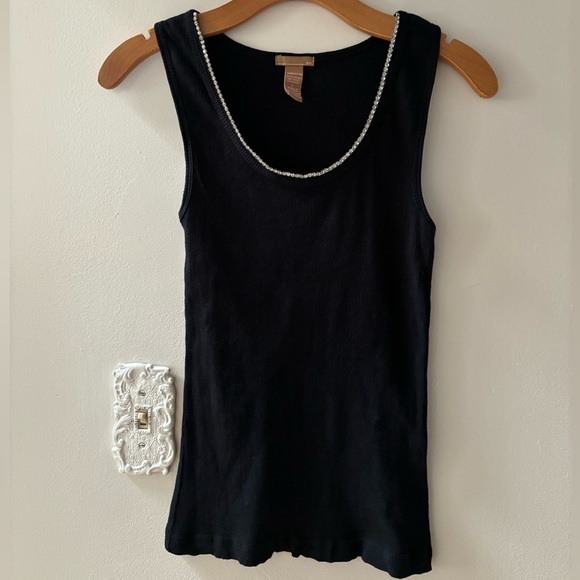 Rhinestone Trim Black XXI Forever 21 Vintage Tank Top - Picture 4 of 8